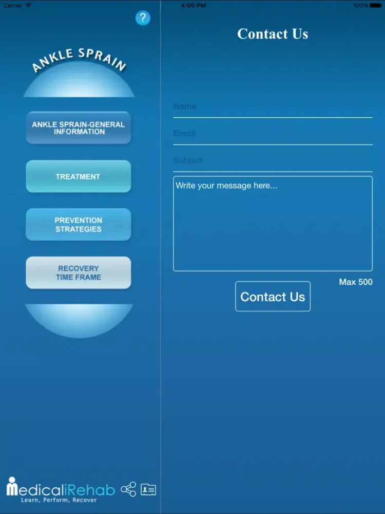 Medical iRehab AnkleSprain iPad  سکرین شاٹس