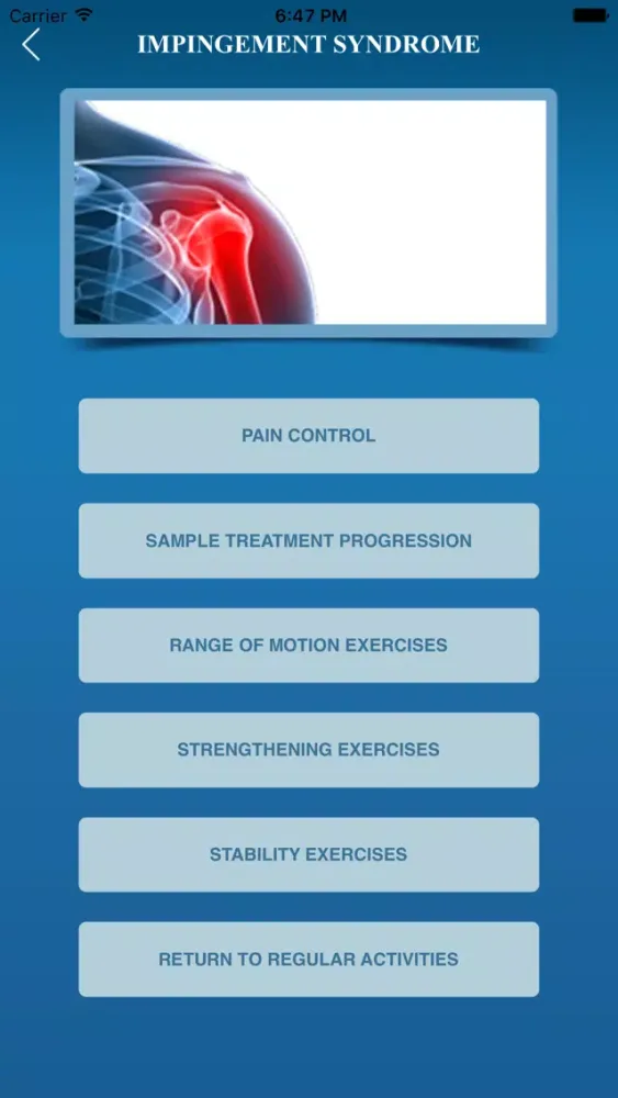 Medical iRehab Impingement Syndrome سکرین شاٹس