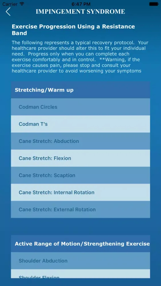 Medical iRehab Impingement Syndrome سکرین شاٹس