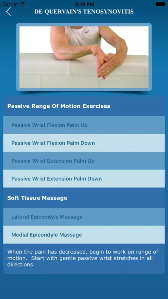 Medical iRehab De Quervain’s Tenosynovitis سکرین شاٹس