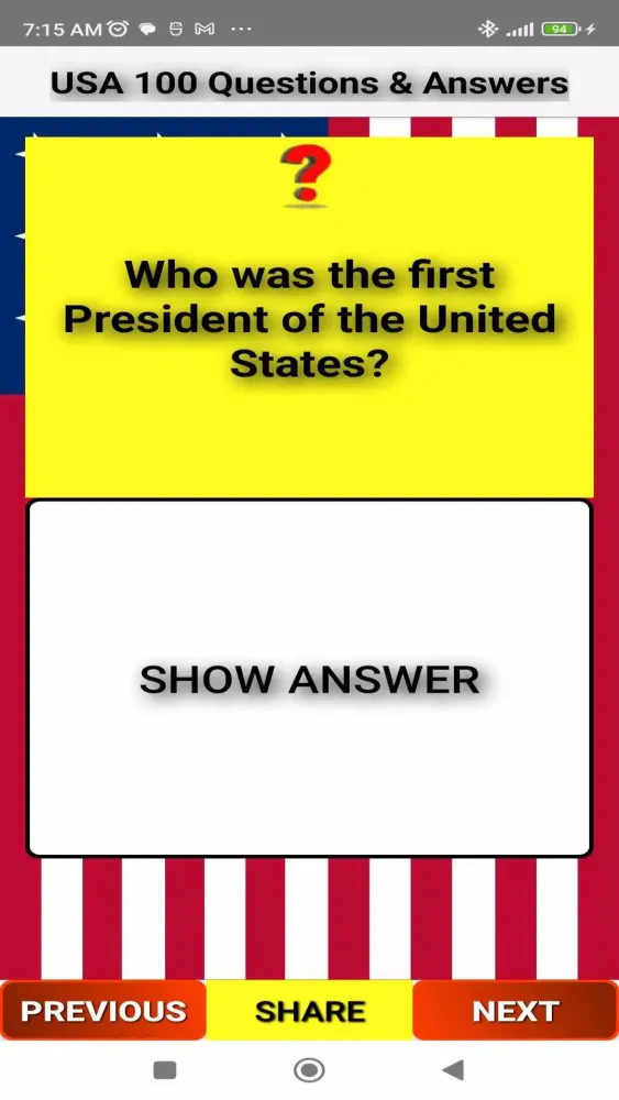 USA 100 Questions and Answers 스크린샷