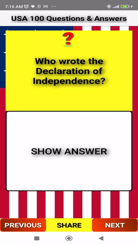 USA 100 Questions and Answers 스크린샷