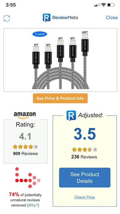 Capturas de pantalla de Review Meta: Filtered Reviews