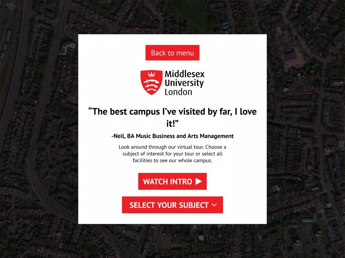Middlesex Uni Virtual Tour iPad  سکرین شاٹس
