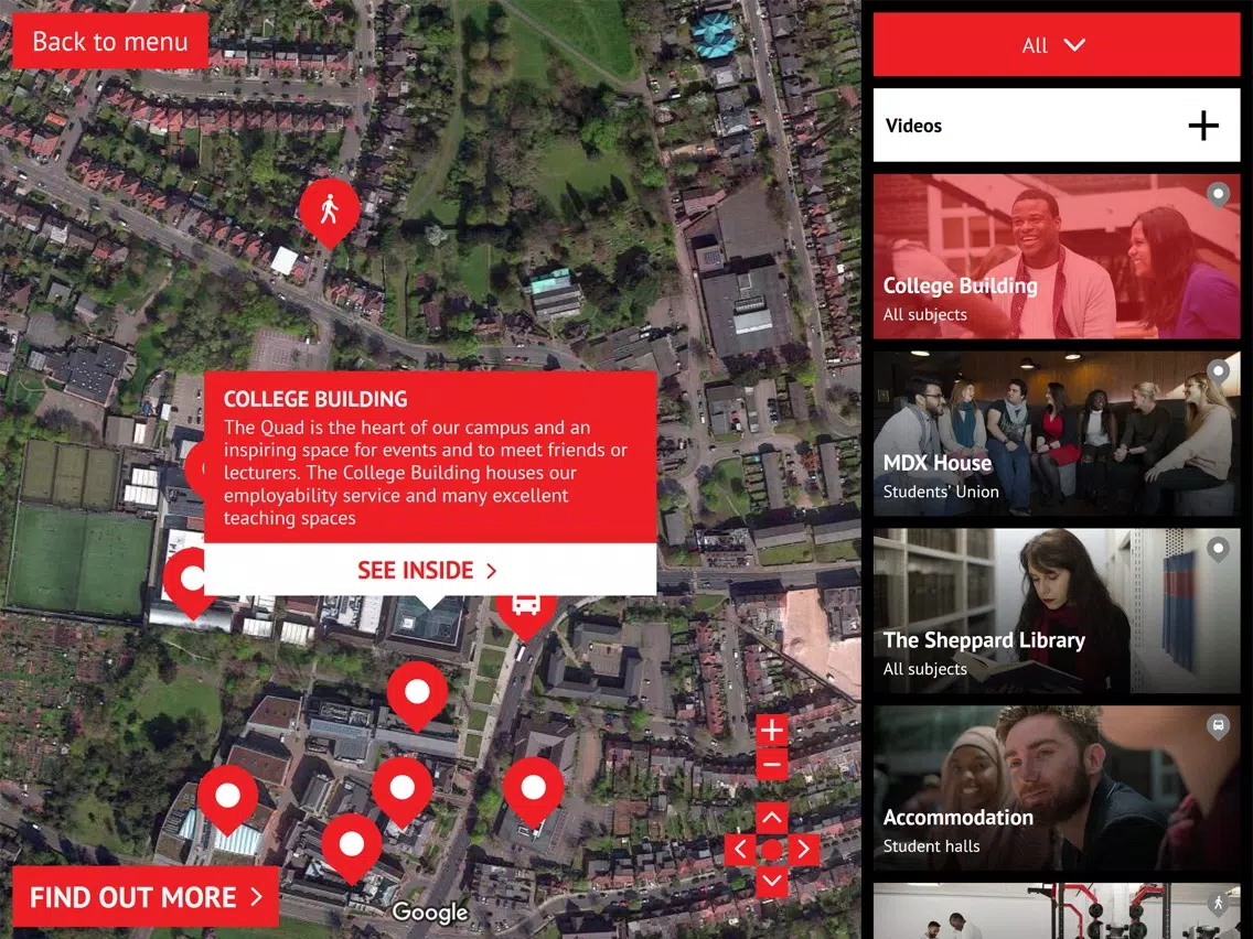 Middlesex Uni Virtual Tour iPad  سکرین شاٹس
