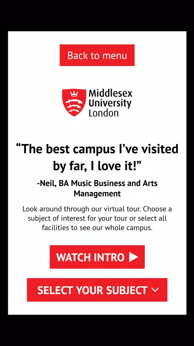 Middlesex Uni Virtual Tour سکرین شاٹس