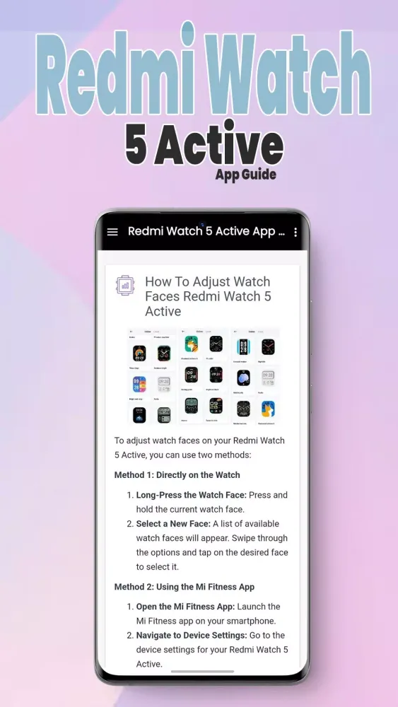 Tangkapan skrin Redmi Watch 5 Active App Guide