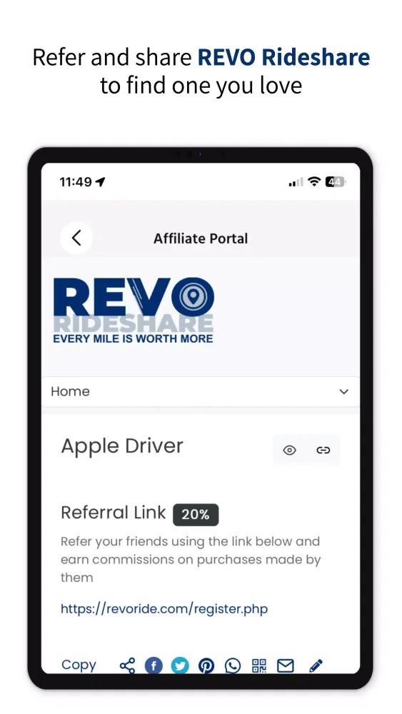 Capturas de tela do REVO Rideshare Driver