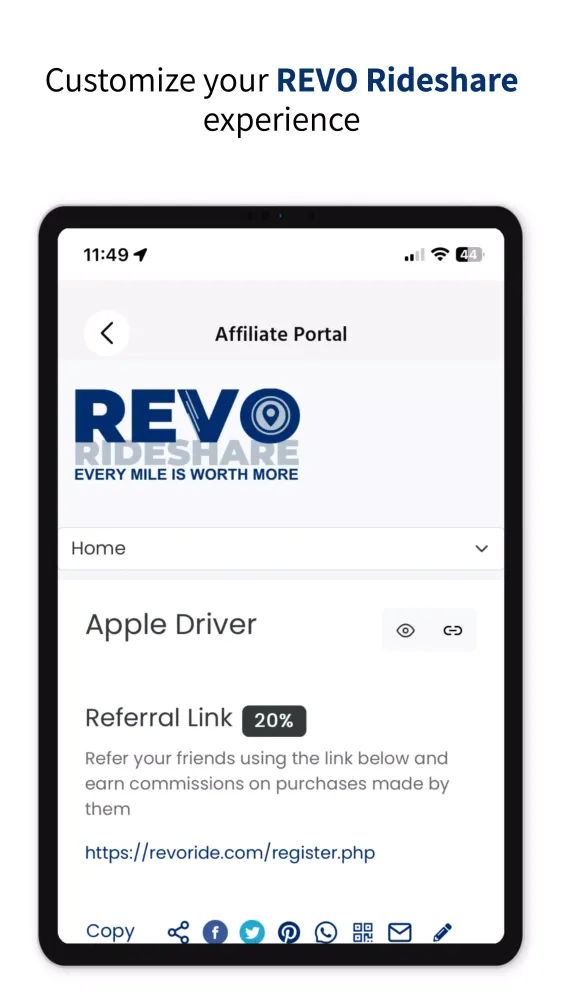 Capturas de tela do REVO Rideshare Driver