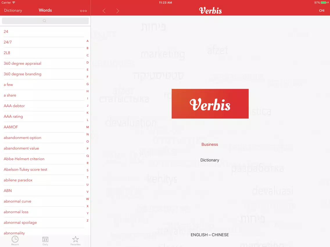 Capturas de pantalla de Verbis Business Terms EN-CH iPad 