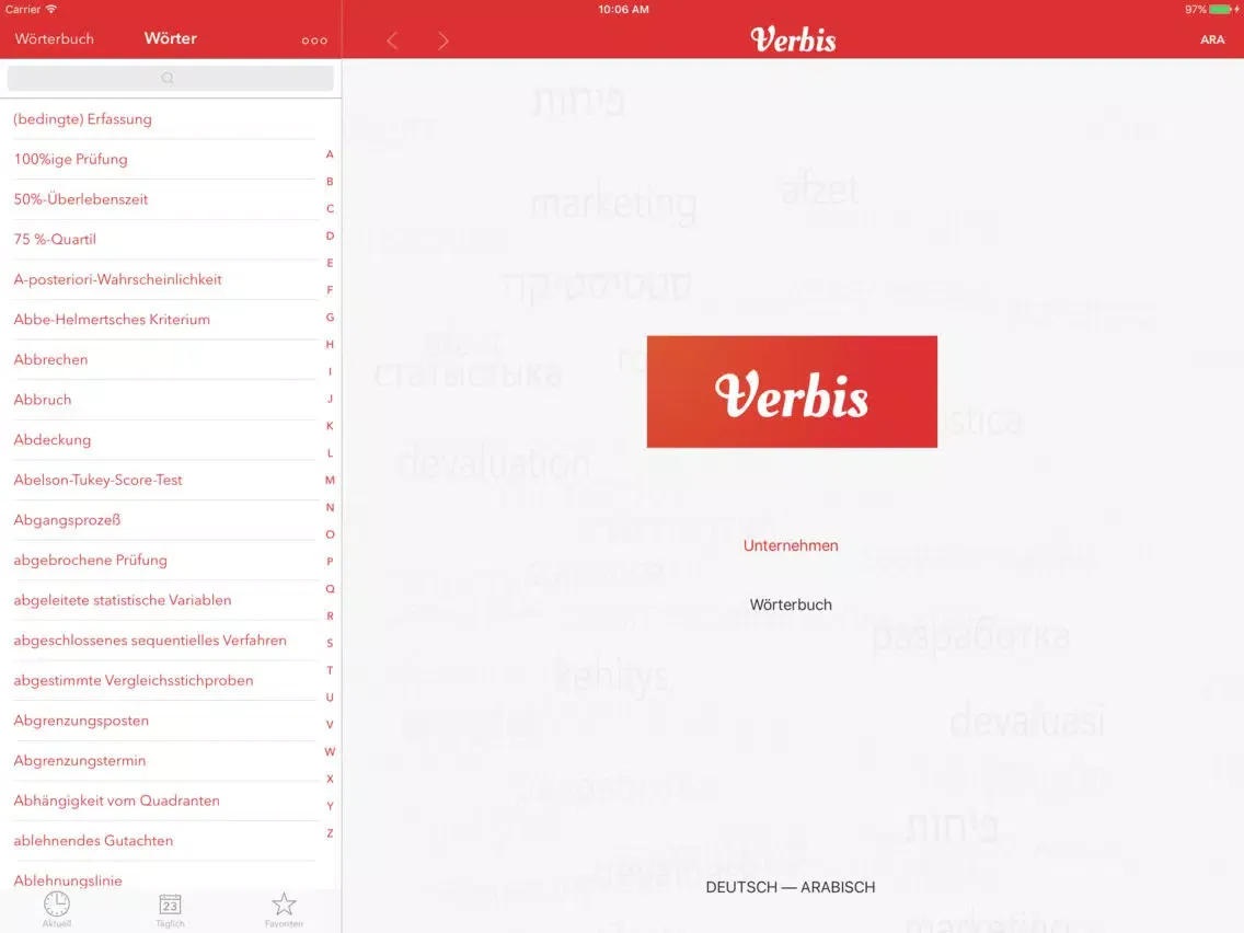 ภาพหน้าจอของ Verbis Geschäft Lexikon DE-AR iPad 