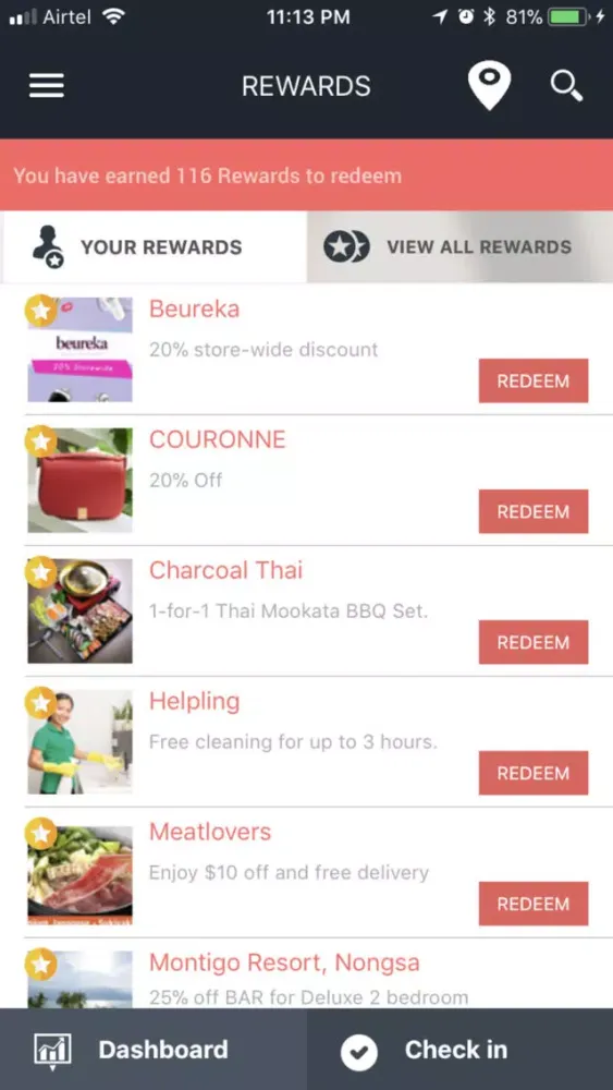 ภาพหน้าจอของ IHP Rewards