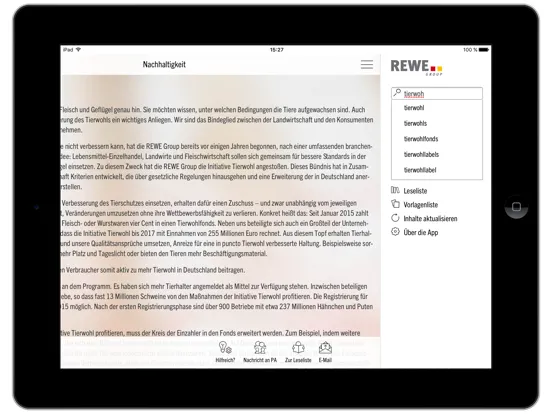 Ảnh chụp màn hình của REWE Public Affairs iPad 