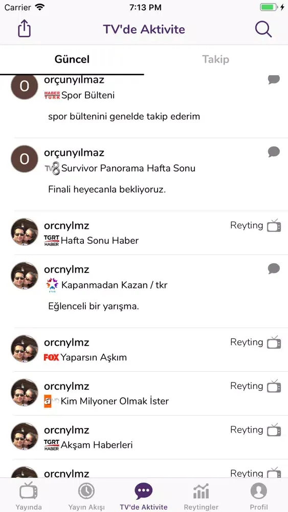 Tangkapan skrin Reyting Makinesi