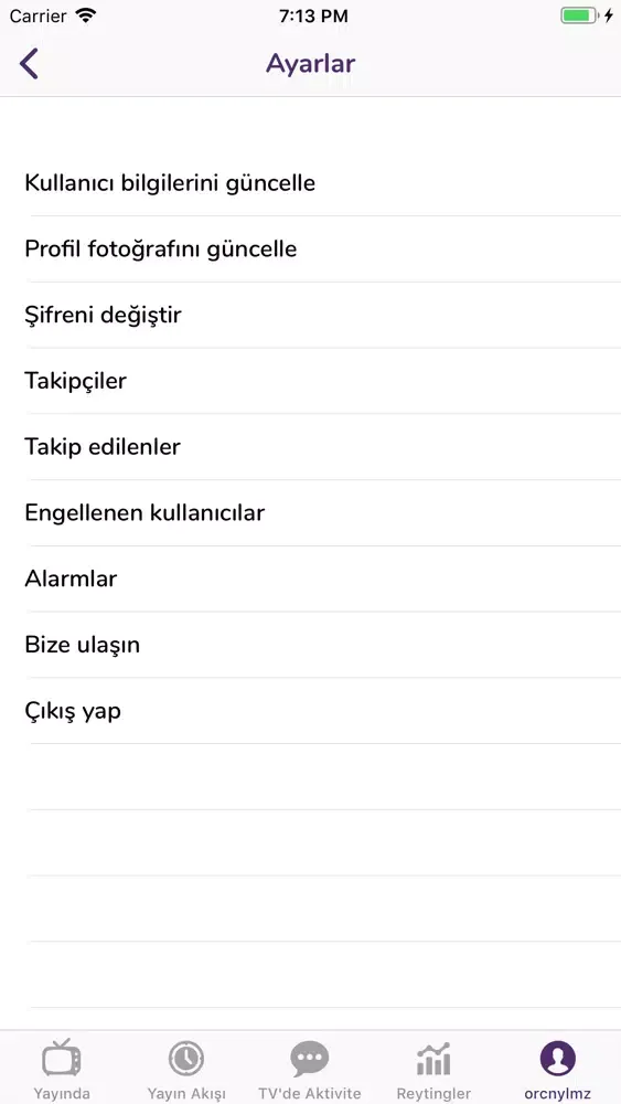 Tangkapan skrin Reyting Makinesi