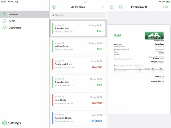 Capturas de pantalla de Invoice Maker App iPad 