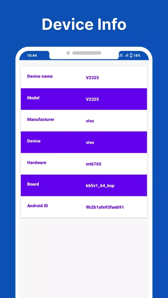 Ảnh chụp màn hình của Touch Screen and Device Info