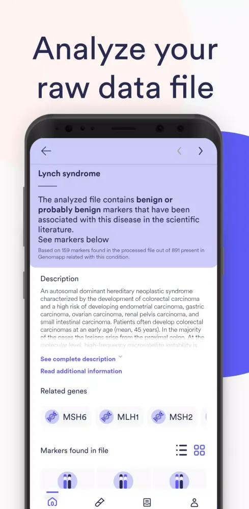 Tangkapan skrin Genomapp. Healthy Ethics.