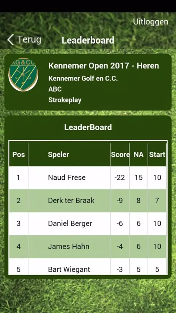 Capturas de tela do Live Golf Scoring (NL)