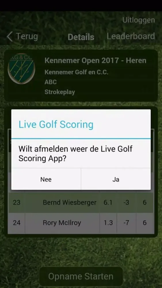 Capturas de tela do Live Golf Scoring (NL)