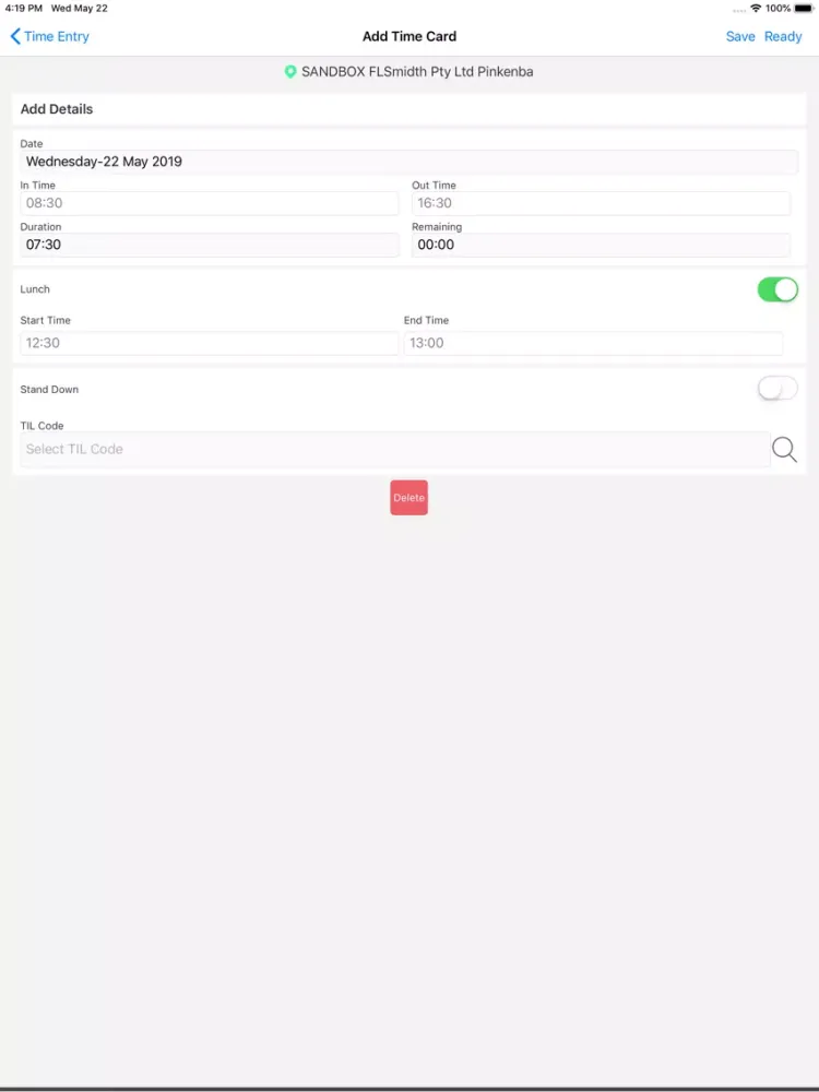 FLS Time Entry iPad  Screenshots