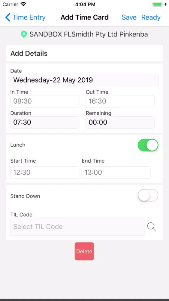 FLS Time Entry Screenshots