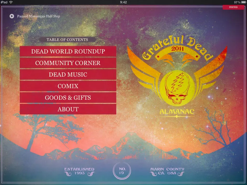 Capturas de tela do Grateful Dead Almanac HD iPad 