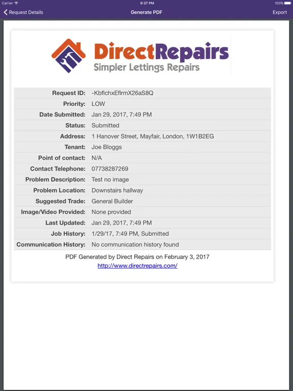 Direct Repairs iPad  स्क्रीनशॉट