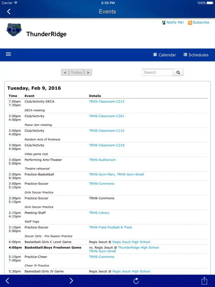 ThunderRidge High School iPad  Screenshots