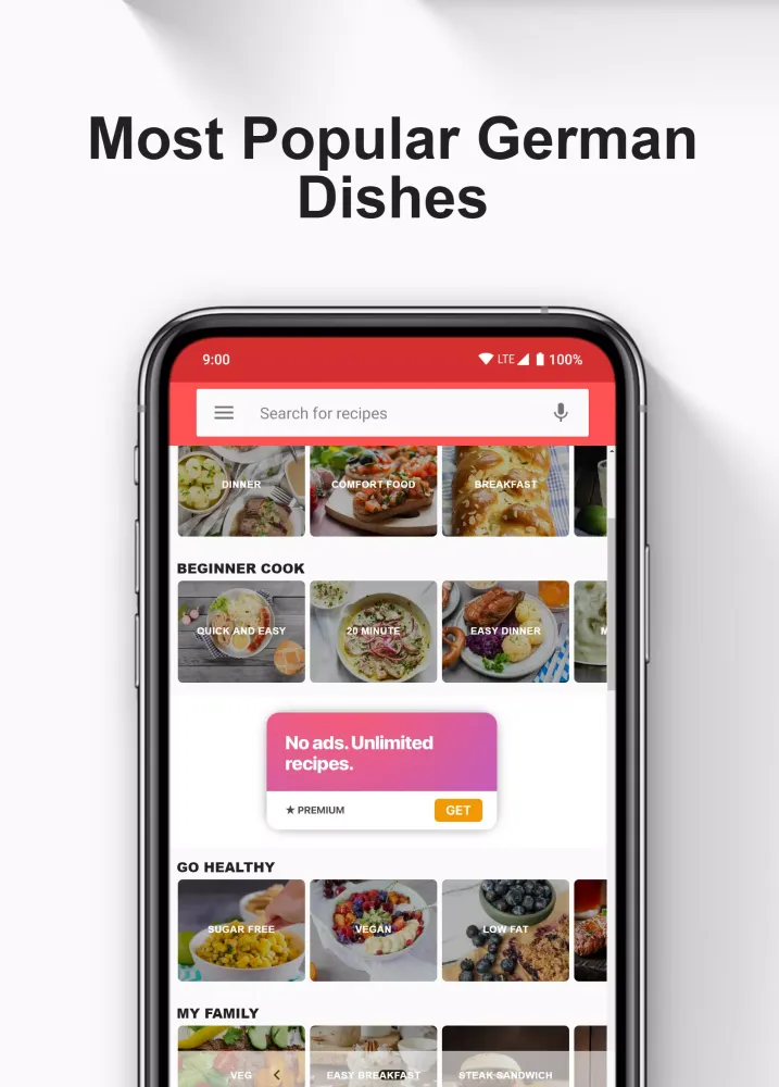 Capturas de tela do German food recipes