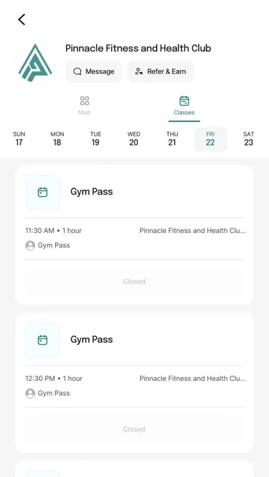 Capturas de tela do Pinnacle Fitness & Health Club