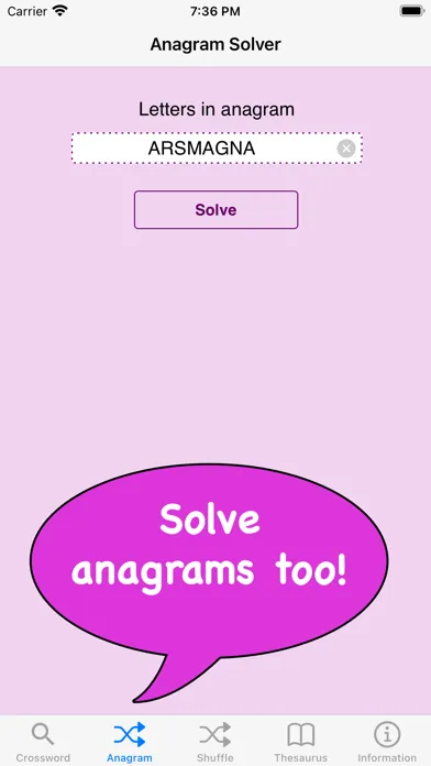 Zrzuty ekranu The Crossword & Anagram Solver