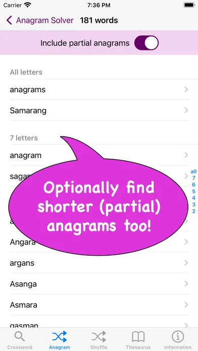 Zrzuty ekranu The Crossword & Anagram Solver