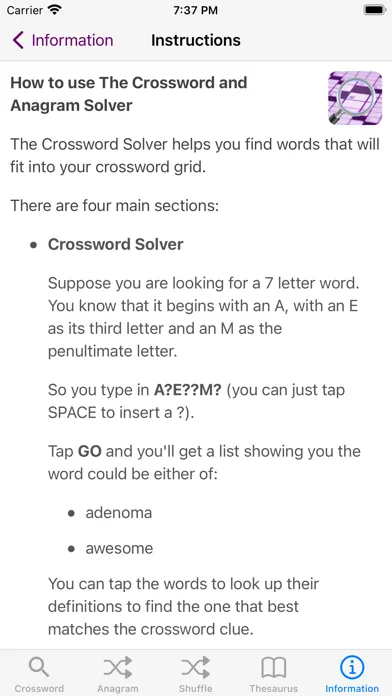 Zrzuty ekranu The Crossword & Anagram Solver
