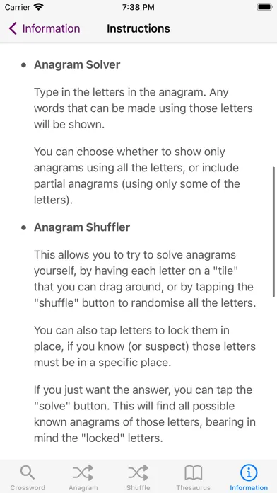 Zrzuty ekranu The Crossword & Anagram Solver