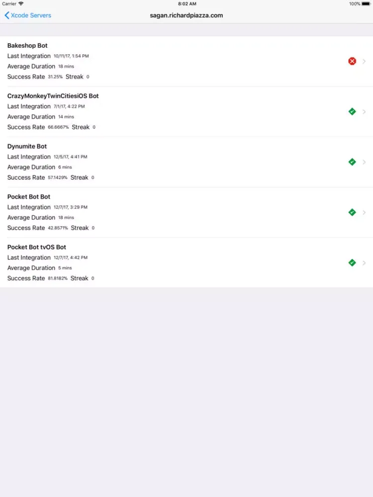 Pocket Bot for "Xcode Server" iPad  স্ক্রিনশট