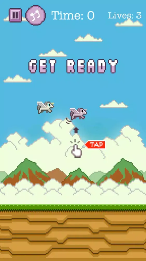 Ảnh chụp màn hình của Adventure of Flappy Unicorn Bird Flyer - Free 8-Bit Pixel Game