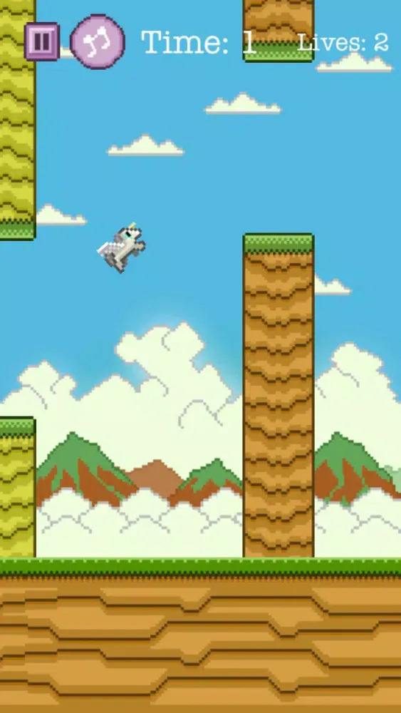 Ảnh chụp màn hình của Adventure of Flappy Unicorn Bird Flyer - Free 8-Bit Pixel Game