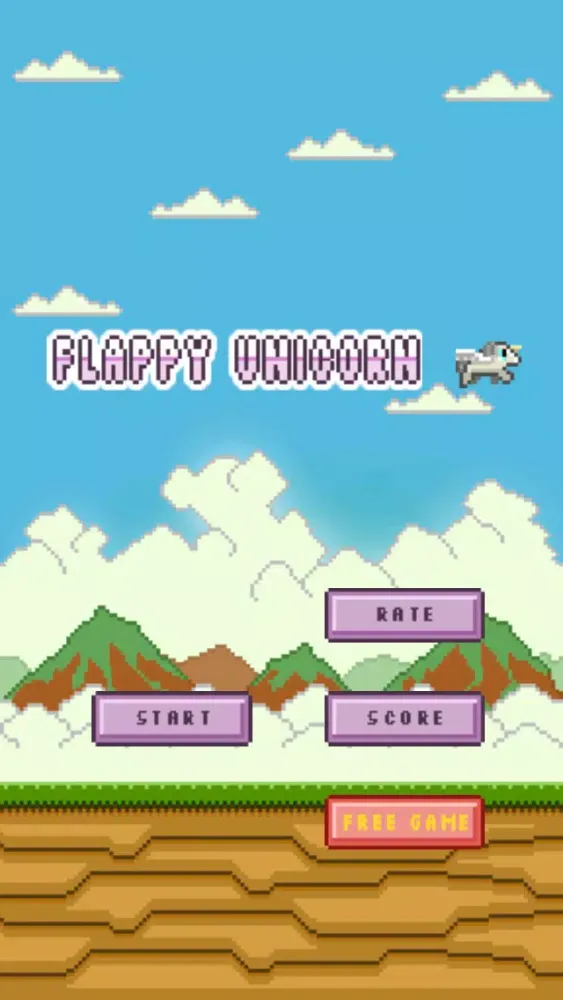 Ảnh chụp màn hình của Adventure of Flappy Unicorn Bird Flyer - Free 8-Bit Pixel Game
