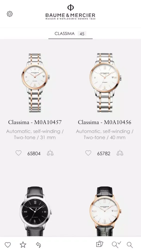 Captures d'écran de Baume & Mercier - eCatalogue