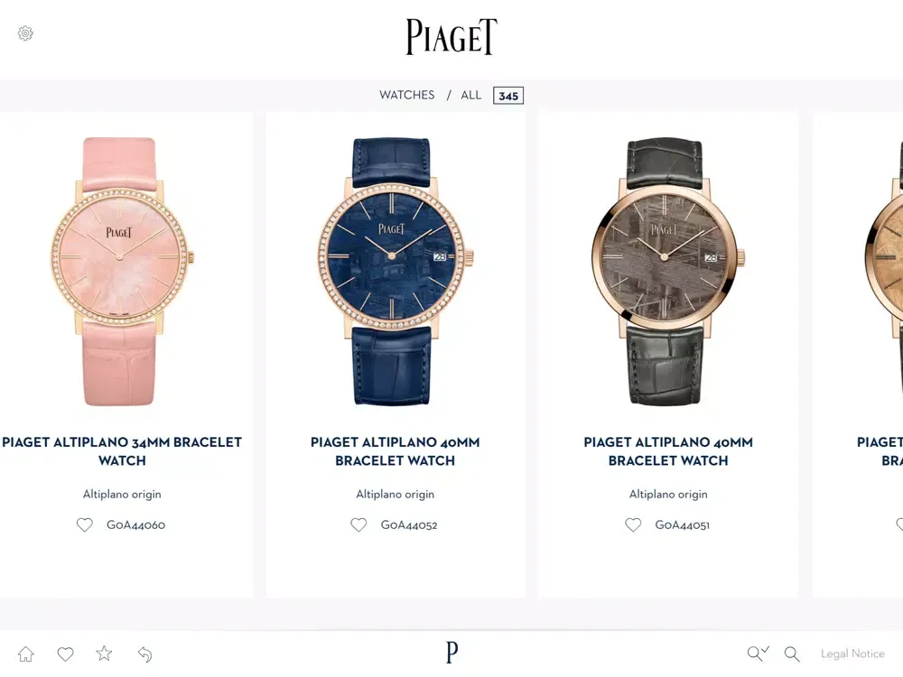 Capturas de pantalla de Piaget Product Catalog iPad 