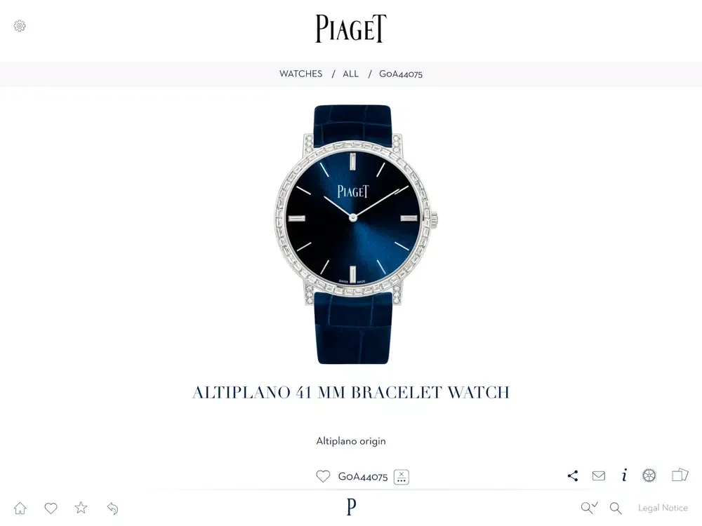 Capturas de pantalla de Piaget Product Catalog iPad 