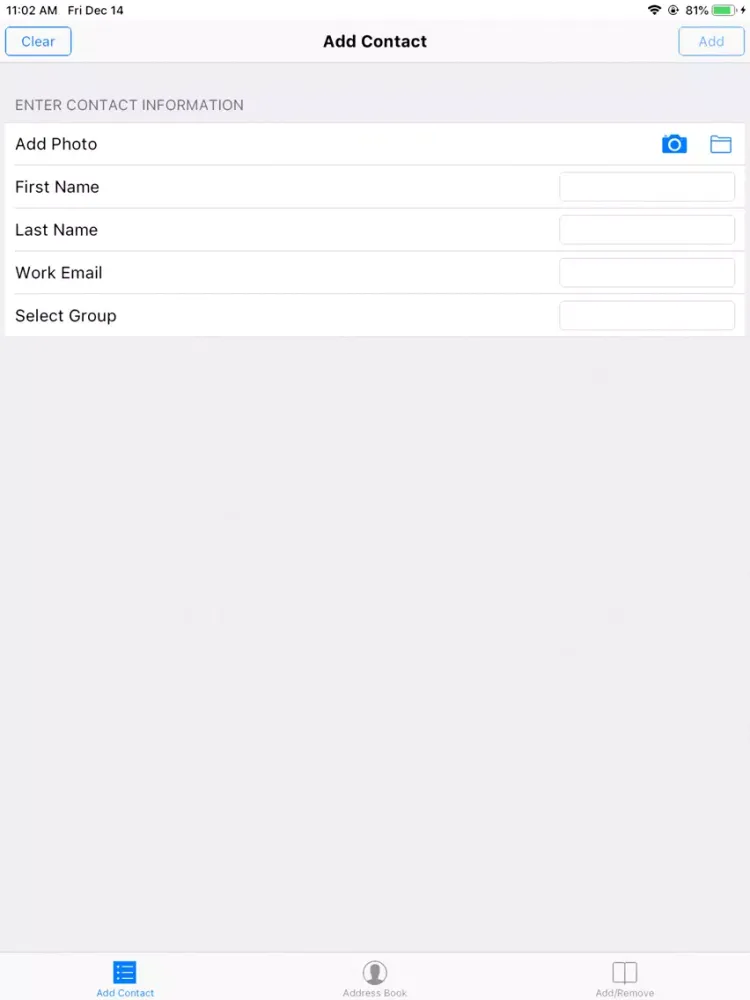 ภาพหน้าจอของ Group Up contact list iPad 