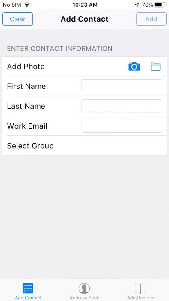 ภาพหน้าจอของ Group Up contact list