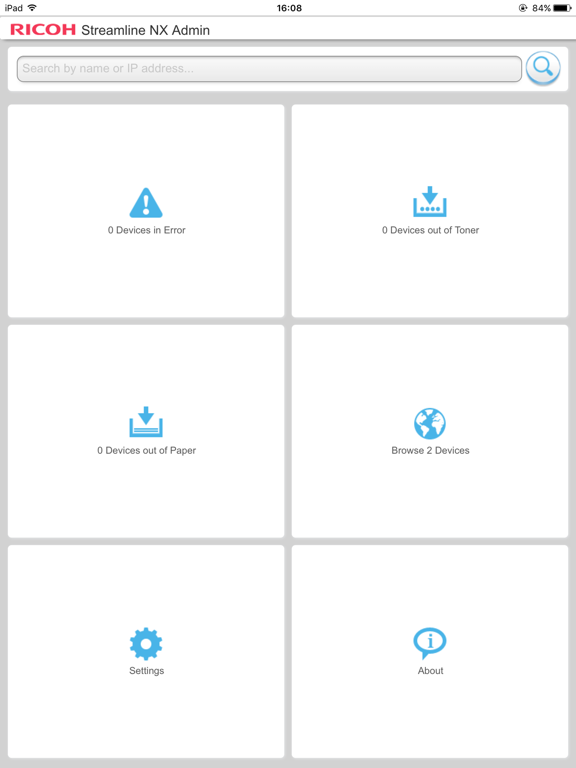 Capturas de tela do RICOH Streamline NX for Admin iPad 