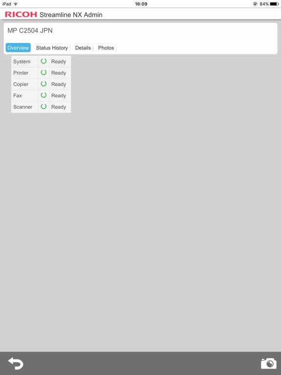 Capturas de tela do RICOH Streamline NX for Admin iPad 