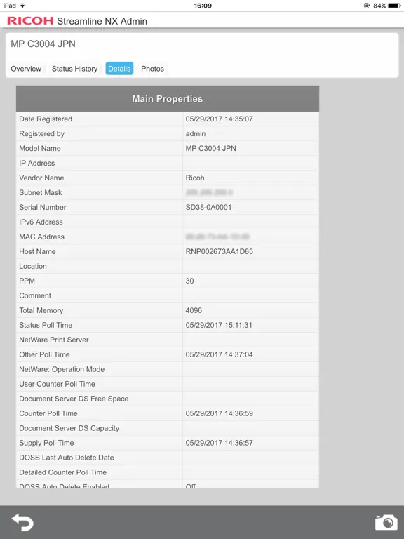 RICOH Streamline NX for Admin iPad  سکرین شاٹس
