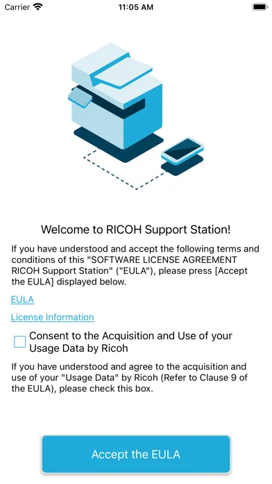 ภาพหน้าจอของ RICOH Support Station