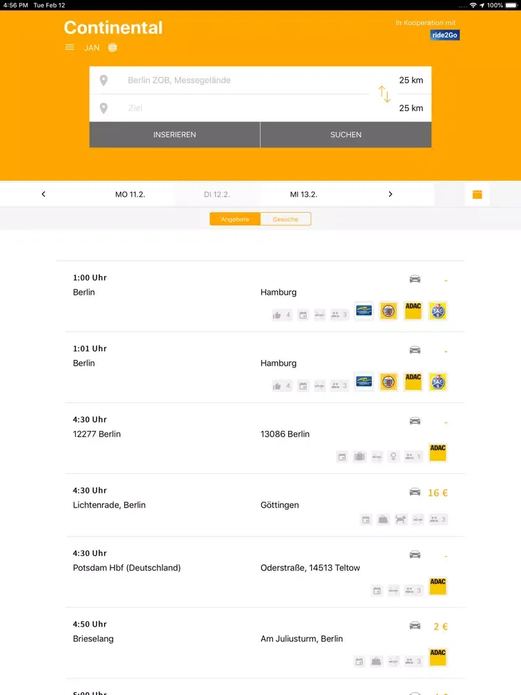 Continental Fahrgemeinschaften iPad  স্ক্রিনশট
