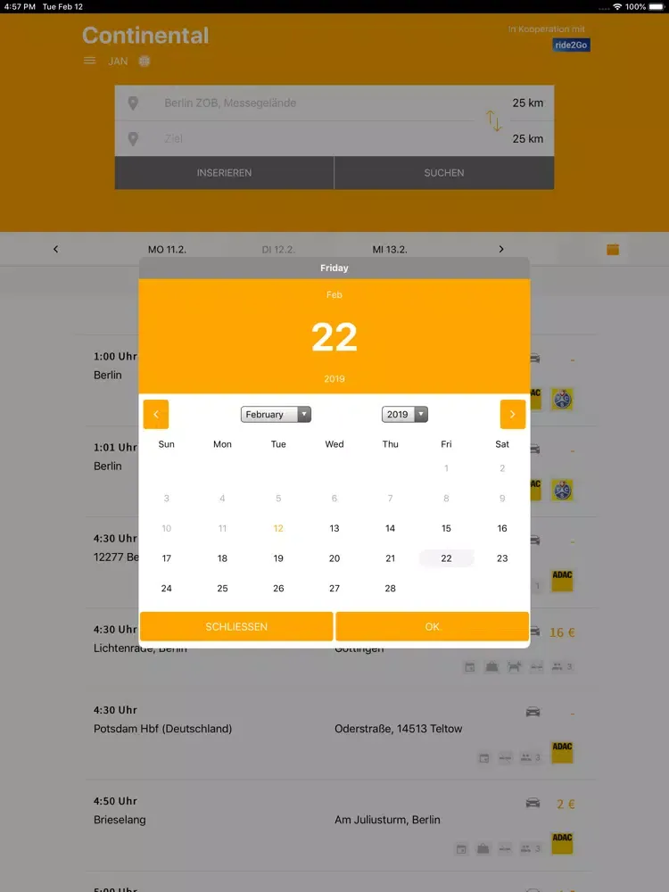Continental Fahrgemeinschaften iPad  স্ক্রিনশট